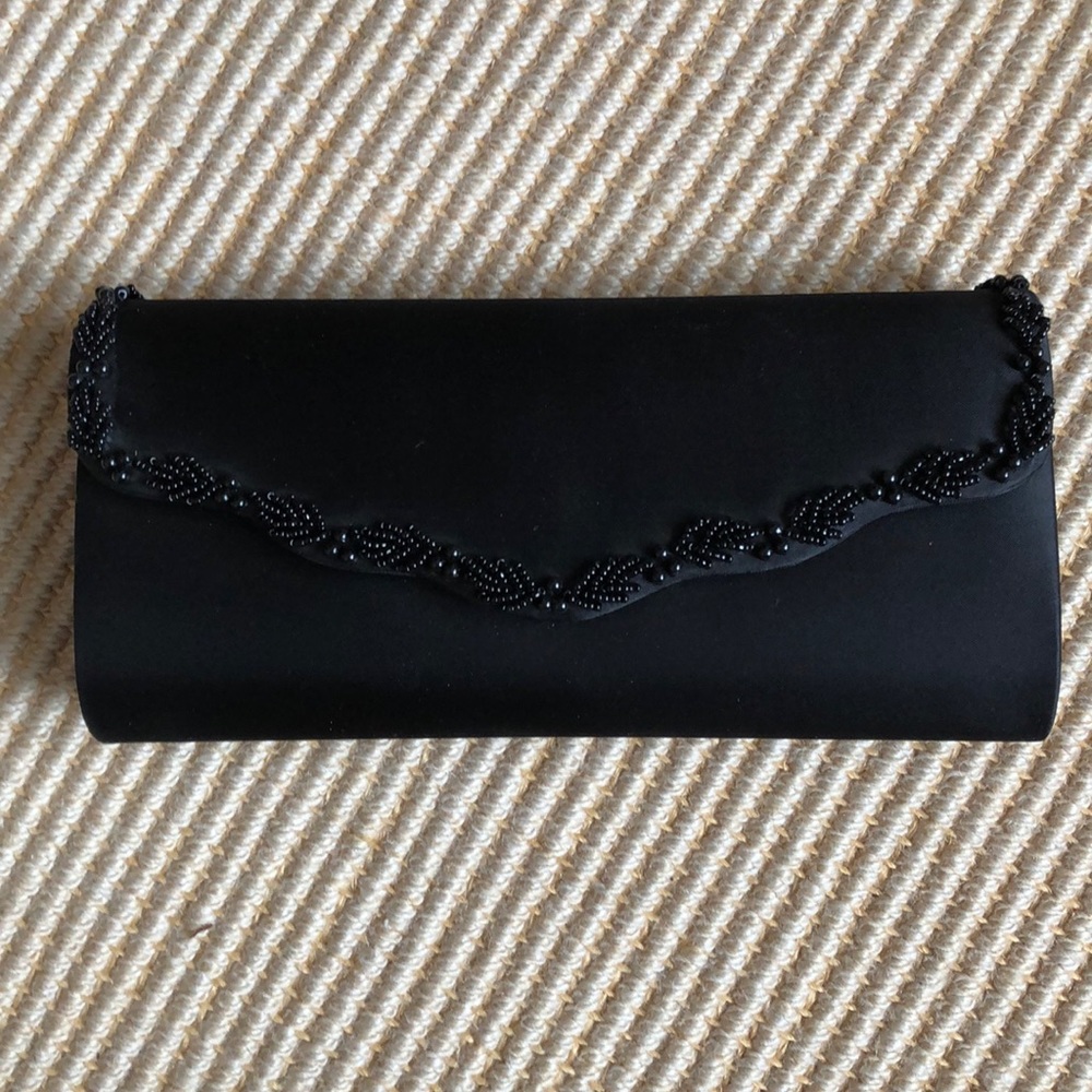 Black satin clutch